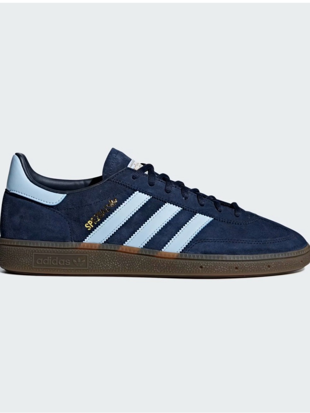 adidas SPZL Navy Suede Sneakers with Light Blue Stripes